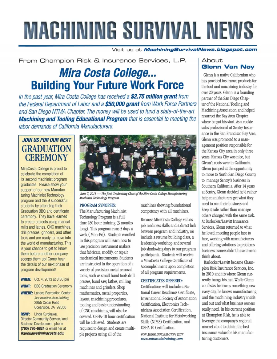 2013 edition of Machining Survival News