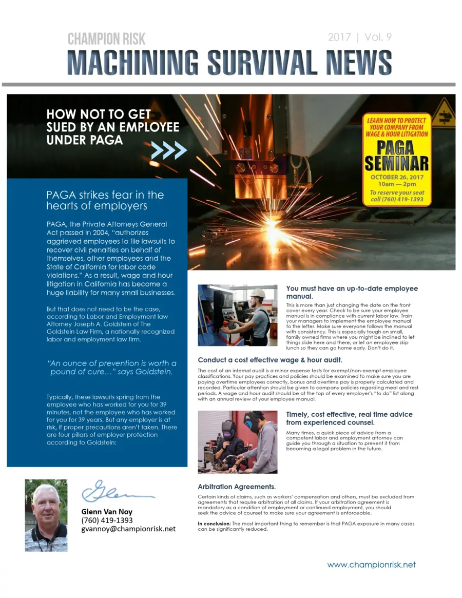 2017 edition of Machining Survival News